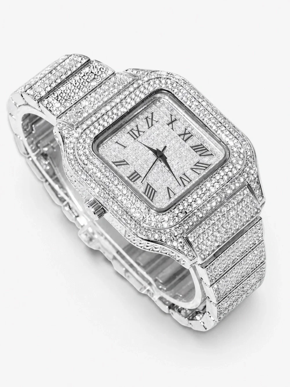 VVS Bustdown Simulated Diamond Stainless Steel Watch Iced Out Luxury Hip Hop